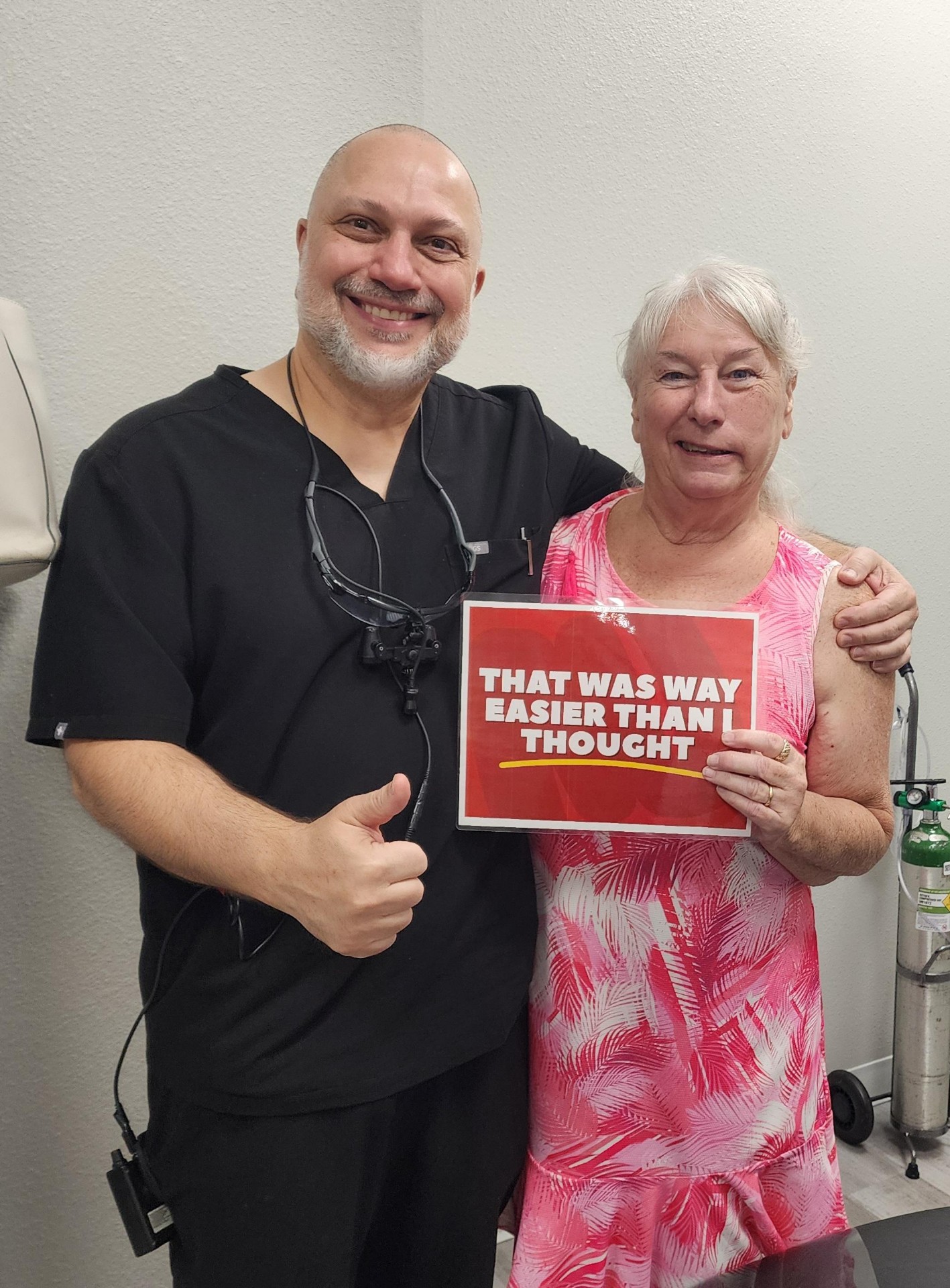Happy patient after a same-day extraction in Clearwater